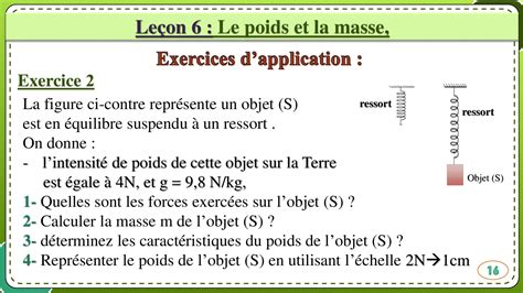 Le Poids Et La Masse Exercices Corrig S Alloschool