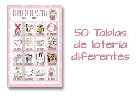 Lotería Despedida De Soltera 50 Tablas Imprimibles Meses sin intereses