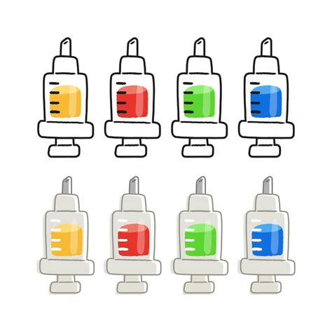 Premium Vector Full Syringe Color Variation Line Art Vector