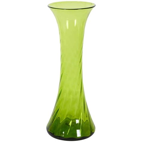 Blenko Green Blown Glass Floor Vase At 1stdibs Blenko Floor Vase Green Glass Floor Vase