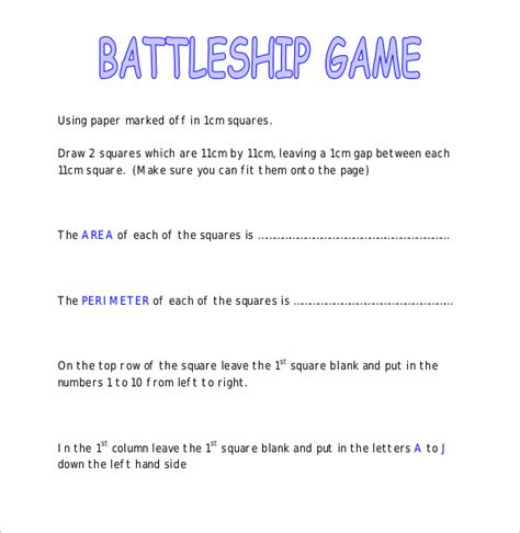 9+ Sample Battleship Games – PDF, DOC | Sample Templates