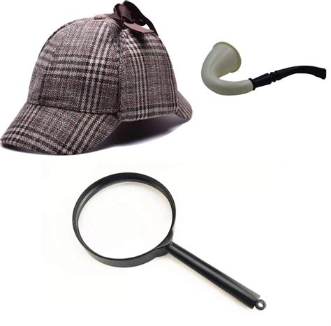 Thematys Sherlock Holmes Deerstalker Hat Pipe Magnifier Detective