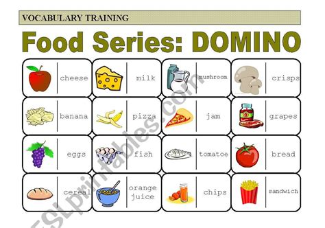 Practice Of Food Vocabulary Domino Of Esl Worksheet By Cli