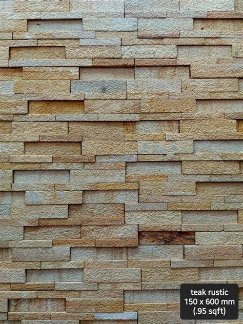 Brown Natural Teak Rustic Sandstone Wall Cladding Tile Size Mm