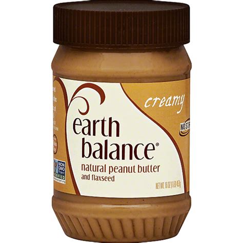 Earth Balance Natural Creamy Peanut Butter And Flaxseed 16 Oz Jar