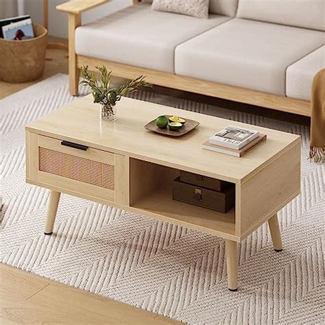 Dlandhome Table Basse En Verre Avec Armoire De Rangement Pour Salon