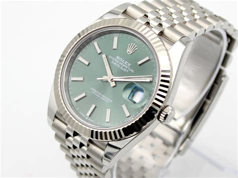 Rolex Datejust Stainless Steel Mint Green Dial Fluted Bezel Jubilee