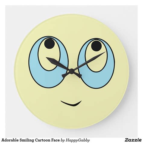 Adorable Smiling Cartoon Face Large Clock | Zazzle | Cartoon faces ...