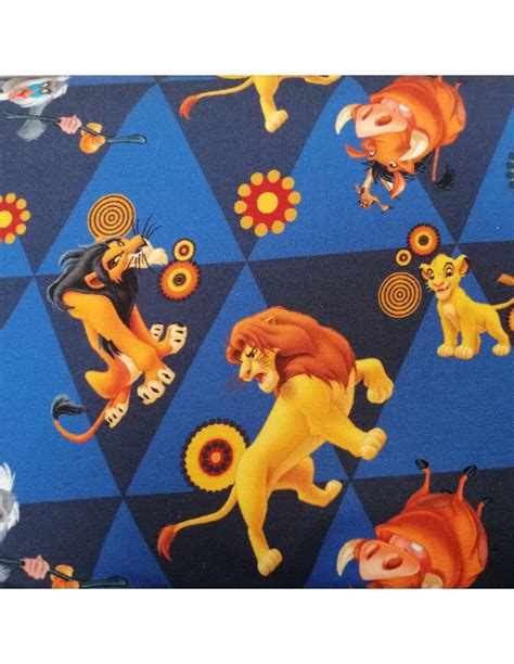 Tissu Habillement Disney Enfant Jersey Coton Triangle Bleu Le Roi Lion