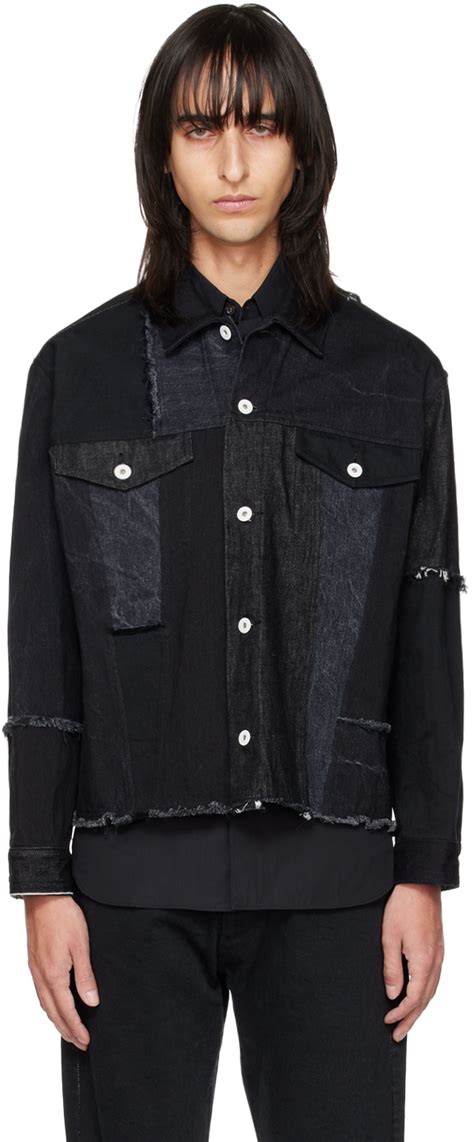 Comme des Garçons Homme Black Paneled Denim Jacket SSENSE UK