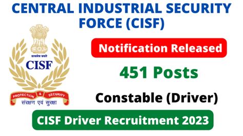 CISF Driver Recruitment 2023 Notification Released Apply Online EXAMZY