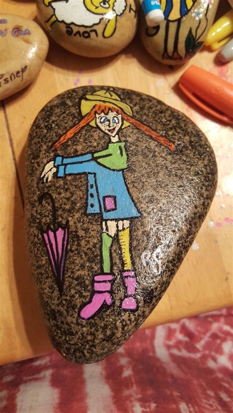 Pippi Longstocking Painted Rock By Anita Schmidt