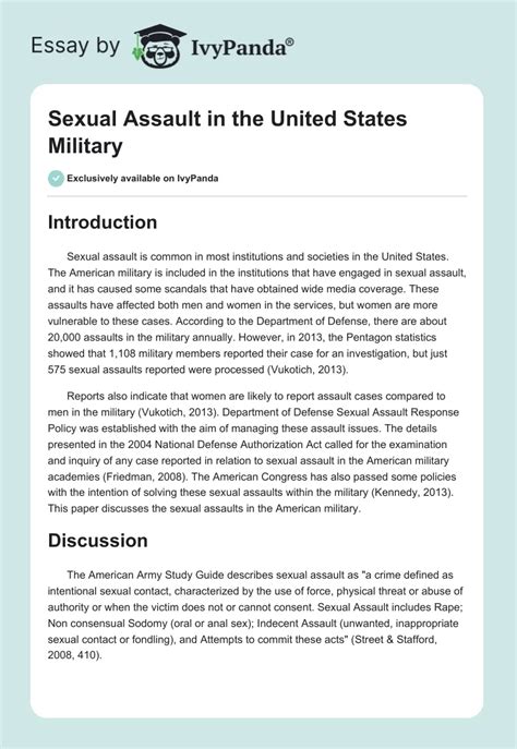 Sexual Assault In The United States Military 837 Words Essay Example