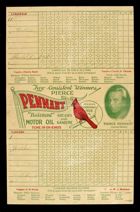 Lot Detail - 1928 St. Louis Cardinals Sportsman's Park New York Yankees World Series Scorecard