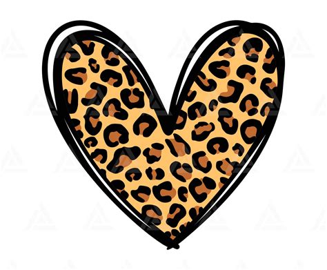 Leopard Hand Drawn Heart Svg Leopard Print Svg Etsy