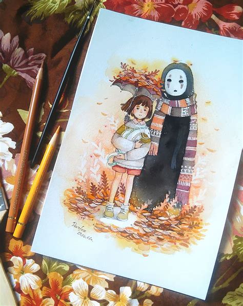 Spirited Away Watercolor And Colored Pencil Drawing By Deerfox Ghibli