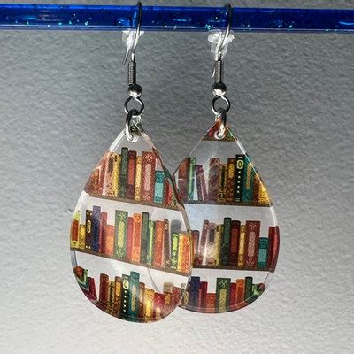 Book Earrings, Earrings for Book Lovers, Jewerly Gift for Book Enthusiasts, Librarian Dangle ...