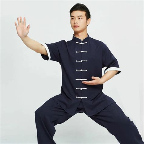 Elasticity Flax Short Sleeve Chinese Traditional Tai Chi Uniforms Linen