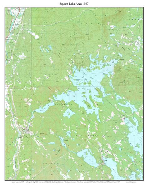 Squam Lake Area Custom Usgs Old Topo Map New Hampshire Old Maps