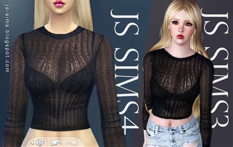 JS SIMS 3 4 See Through Stripes Top For Sims3 4