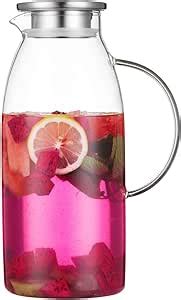 Purefold 100 Ounces Large Glass Pitcher With Lid Hot Cold Water