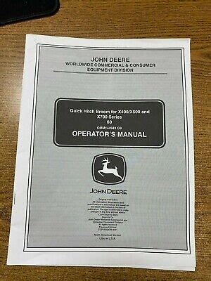 JOHN DEERE OPERATORS MANUAL QUICK HITCH BROOM OMM144943 G9 EBay