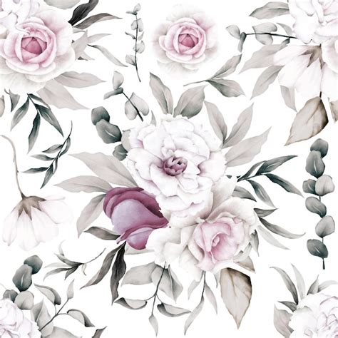 Vintage Roses Fleur Et Feuilles Aquarelle Transparente Motif Vecteur