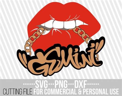 Gemini Svg Gold Chain Svg Biting Lips Svg Zodiac Sign Svg Etsy In