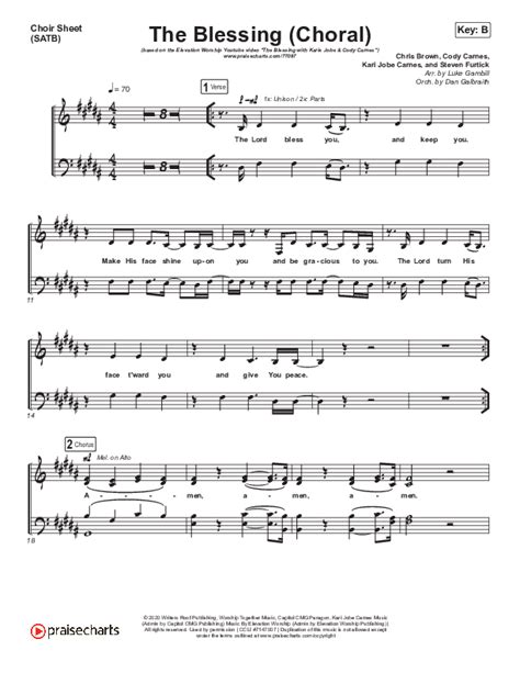 The Blessing Choral Anthem Satb Choir Sheet Music Pdf Cody Carnes