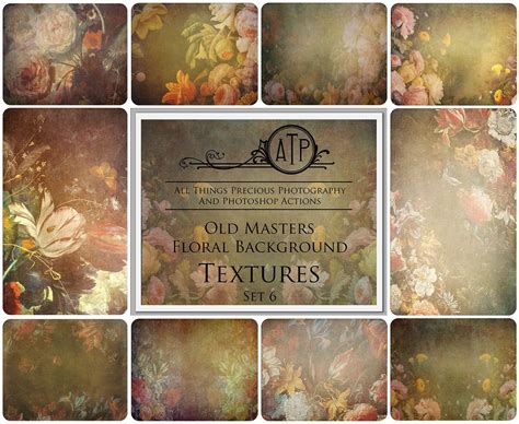 10 Fine Art Floral Textures Old Masters Background Set 6