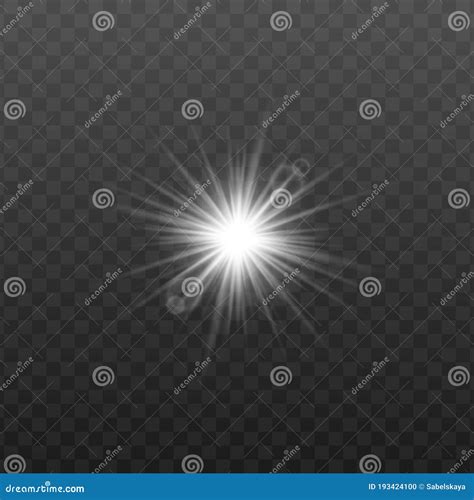 Realistic White Light Burst Effect With Round Lens Flares And Star