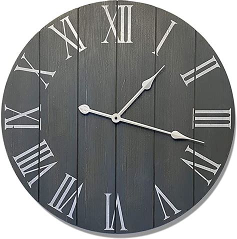 24 Large Gray Farmhouse Wall Clock Rustic Farmhouse Clock Wood Farmhouse Clock