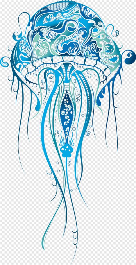 Dibujo De Medusas Azules Tatuaje Vestido Azul Dibujo Pintura De