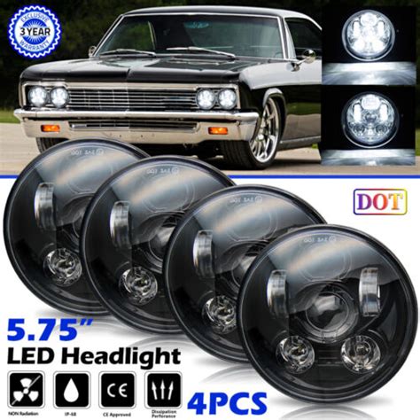 5 3 4 HI Lo Round LED Headlights 5 75 For Chevy Chevrolet Impala El