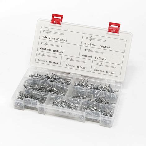 Assortiment de rivets aveugles en Alu 400 pièces 6 différentes tailles