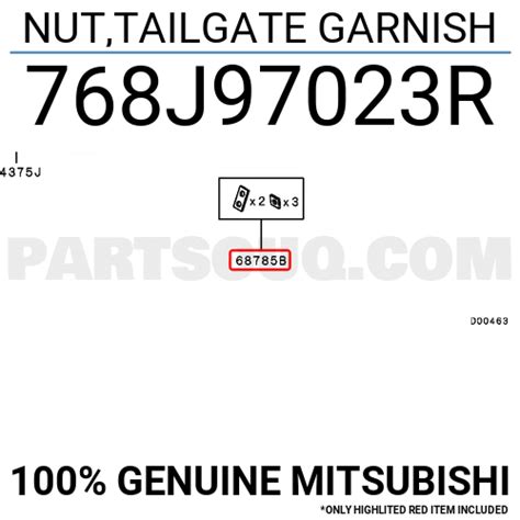 NUT TAILGATE GARNISH 768J97023R Mitsubishi Parts PartSouq