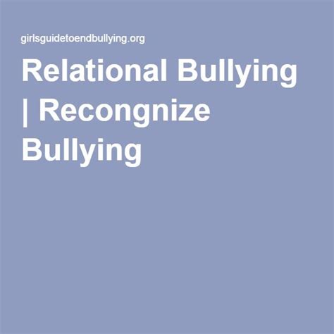 Relational Bullying | Recongnize Bullying Aggressive, Bullying ...