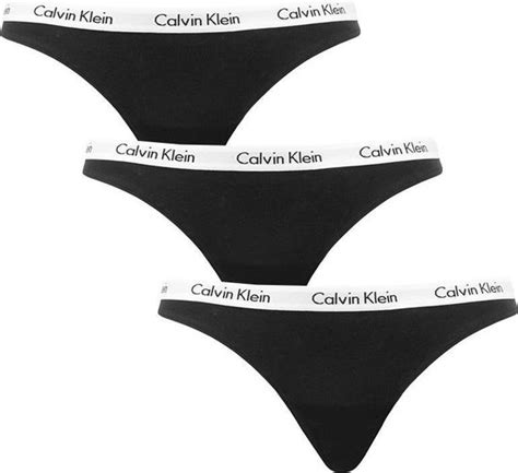 Calvin Klein 3 Pack String Dames Zwart Maat Xl