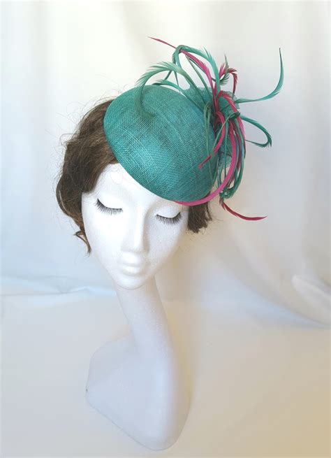 Jcn Fascinators Jade Green And Hot Pink Fascinator