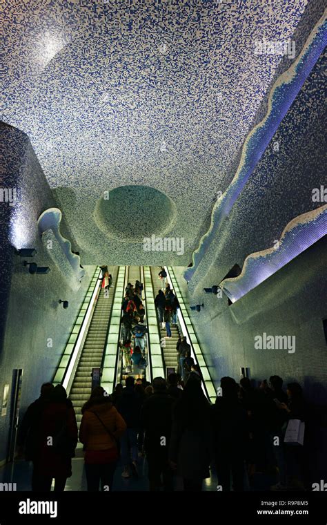 Naples Italy Underground Stations Metro Dellarte Toledo Station