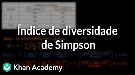 Ndice De Diversidade De Simpson Youtube