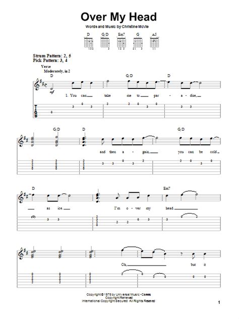 Over My Head By Fleetwood Mac Easy Guitar Tab Guitar Instructor