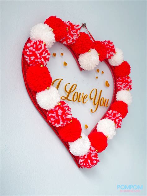 Pompom Heart Wall Hanging Valentines Day T Custom Etsy Uk