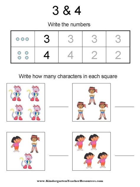 Dora the Explorer Number Worksheets