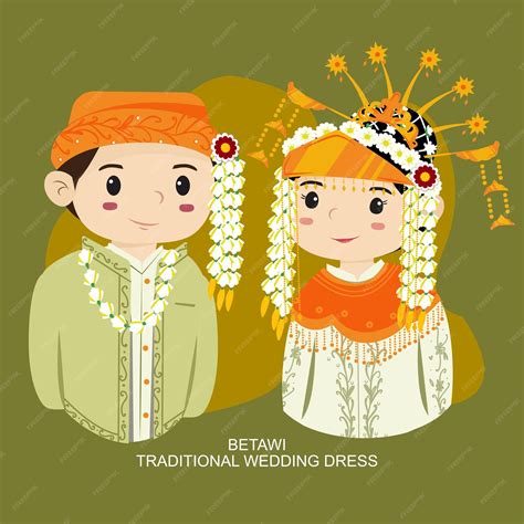 Premium Vector Betawi Traditional Wedding Dress From Indonesia