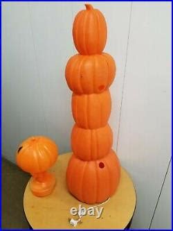 Vintage Halloween Blow Mold Don Featherstone Stacked Pumpkins Jack O