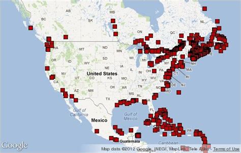 East Coast Lighthouses Map