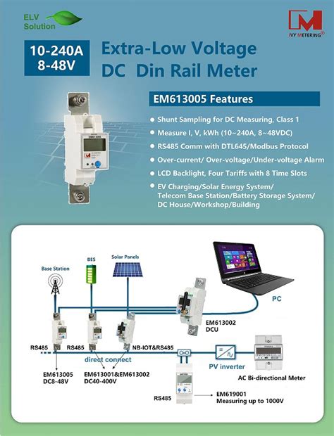 Din Rail Mount Smart Shunt 48v Battery Monitor Modbus Single Phase