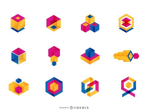 Colorful Geometric Logo Set Vector Download