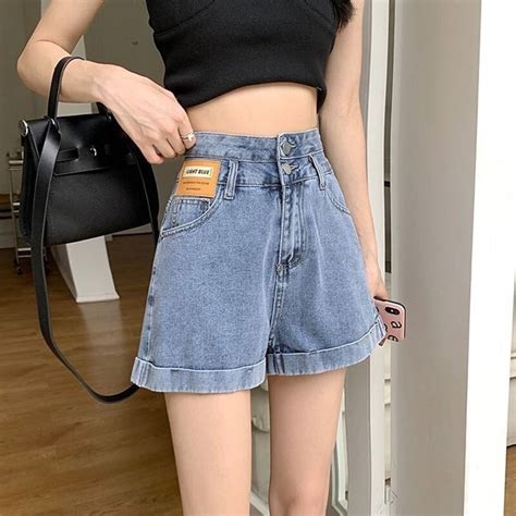 Xpqbb 2023 Summer Blue Denim Shorts For Women Korean Fashion High